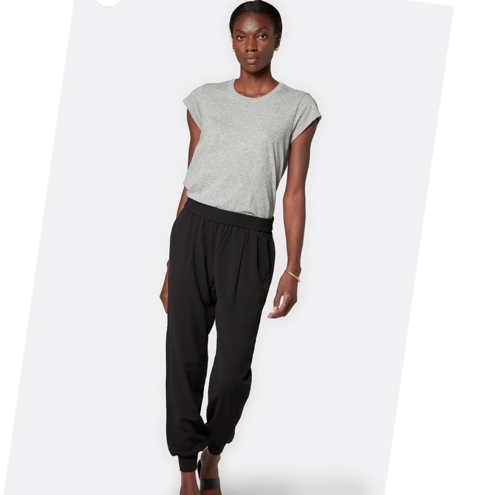 Joie Mariner Joggers Pants Black High Rise Cuffed Slouchy Fit Crepe